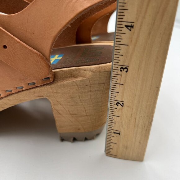 Free People Mia 1976 Swedish Leather Wooden Platform Clogs Luggage Size 36 5.5 - Picture 14 of 16